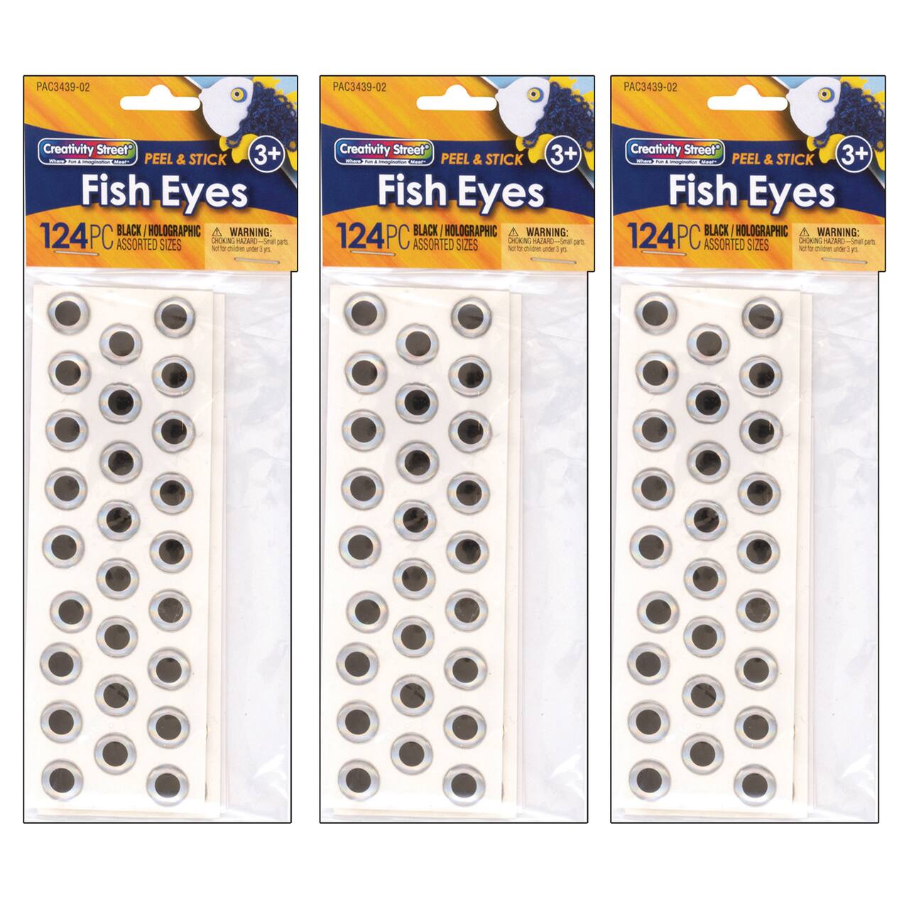 Creativity Street® Assorted Size Holographic Fish Eyes, 3 Packs of 124
